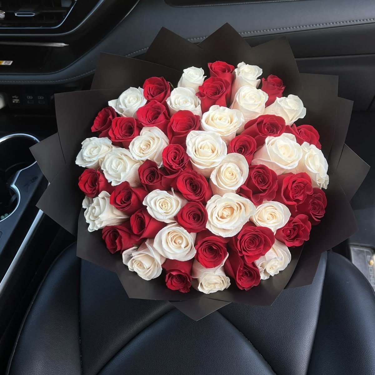 Red and white rose bouquet