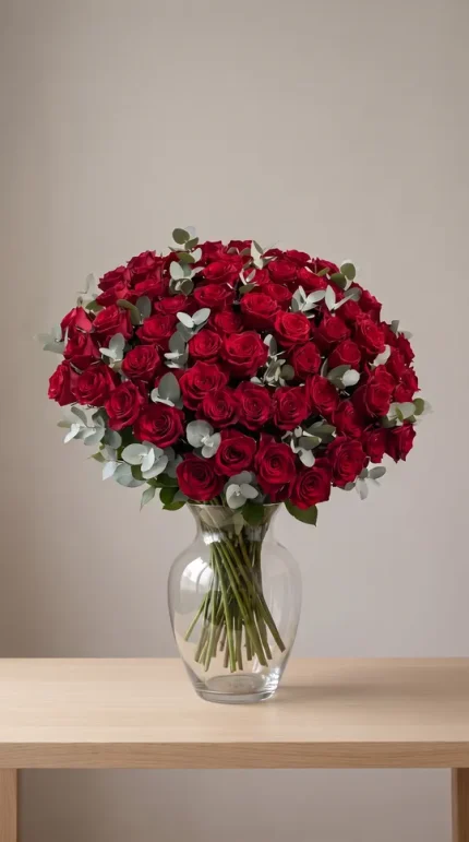 Crimson Elegance Rose Vase