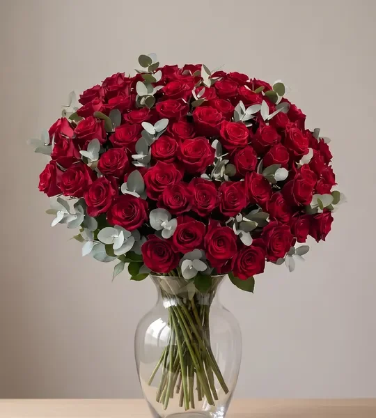 Crimson Elegance Rose Vase